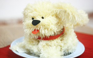 Cho Buoi- a fluffy dog made out of pieces of grapefruit